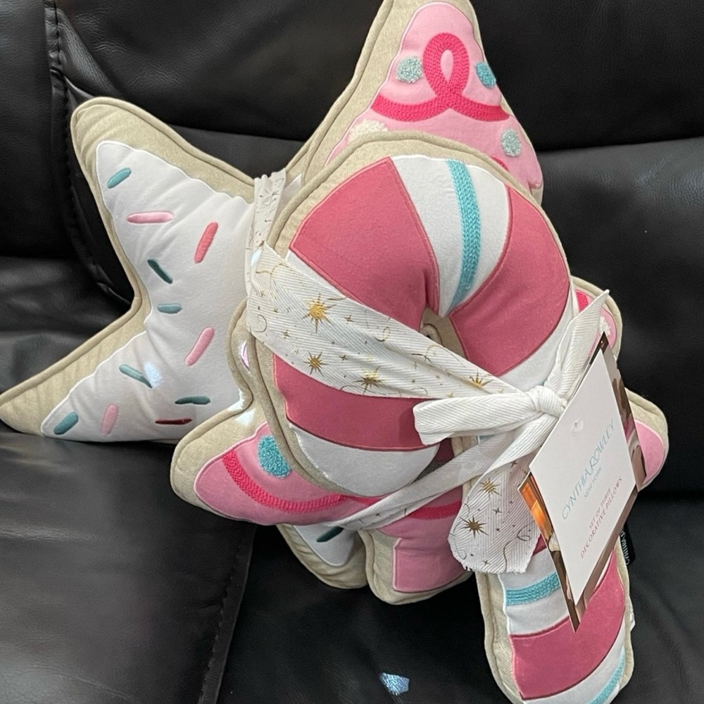 Cynthia Rowley Pink and White Star and Candy Cane Pillows